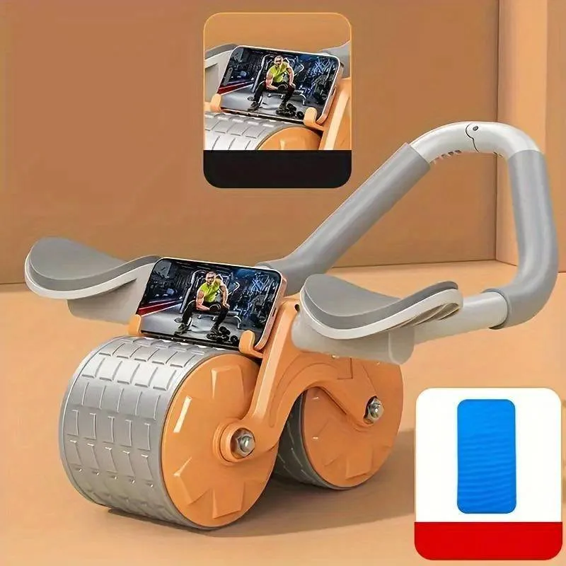 Automatic Rebound Two-Wheel Four-Elbow Support Ab Training Roller Zr-818 -Orange