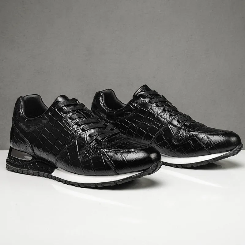 Grain Crocodile Onyx Sneakers